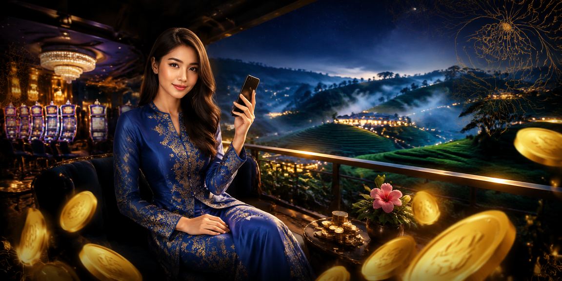 Pengguna wanita berbaju kurung menggunakan kasino mudah alih Malaysia dengan privasi terjaga